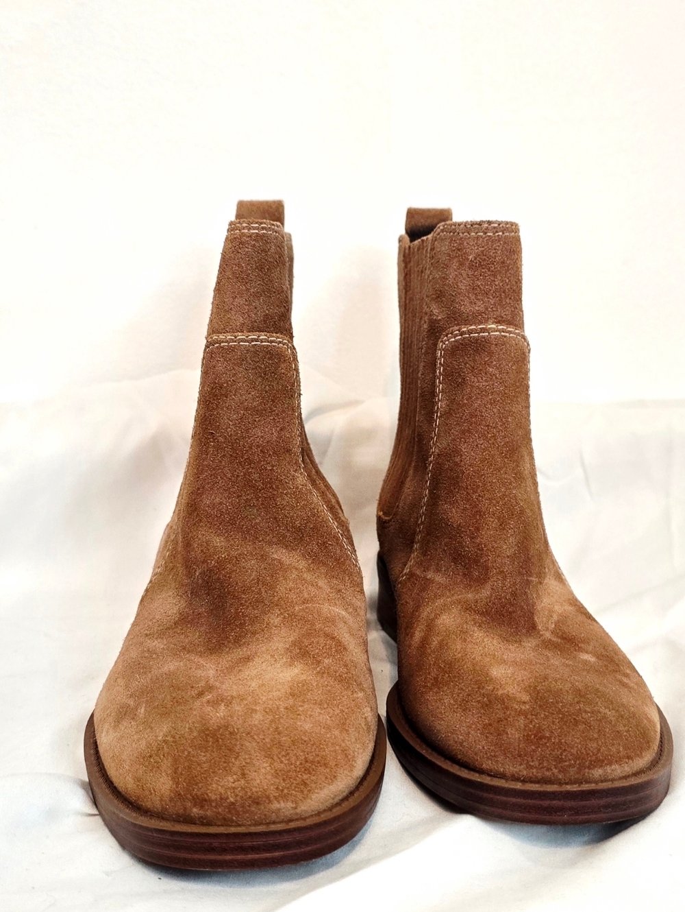 Michael Kors Suede Chelsea Ankle Boots Brown Leather Pull-On Low Heel Classic 8 - Picture 3 of 9